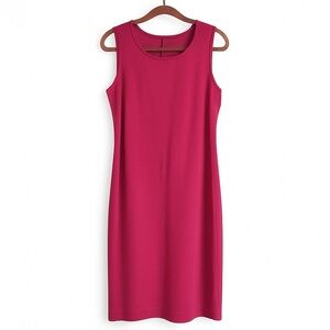 St John Vintage Hot Pink Sleeveless Sheath Midi Dress Cocktail Office Date 8